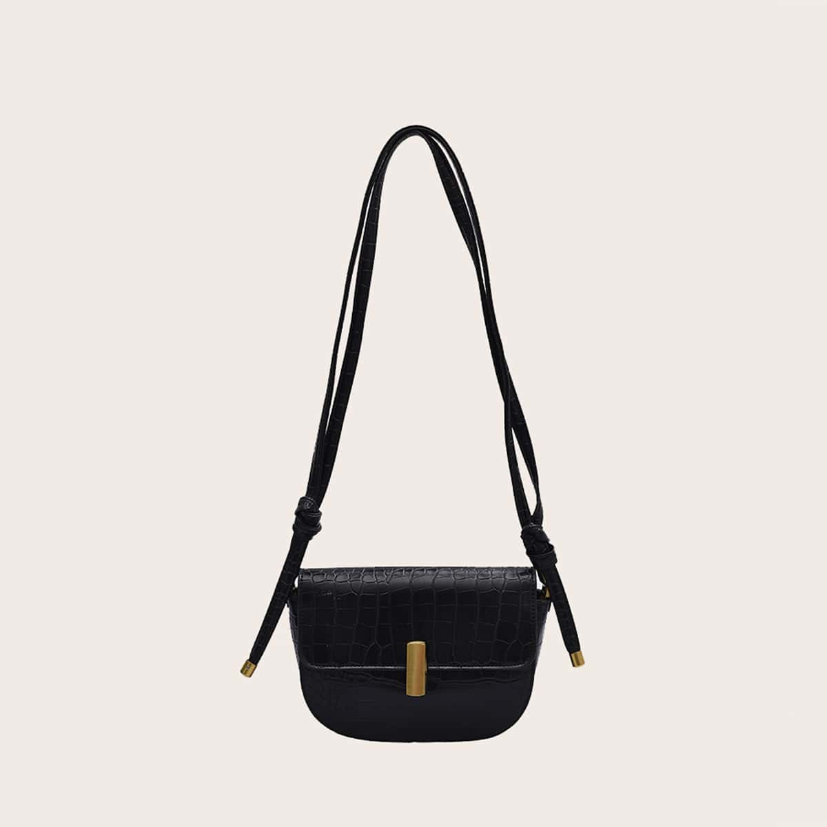 

Croc Embossed Crossbody Bag, Black