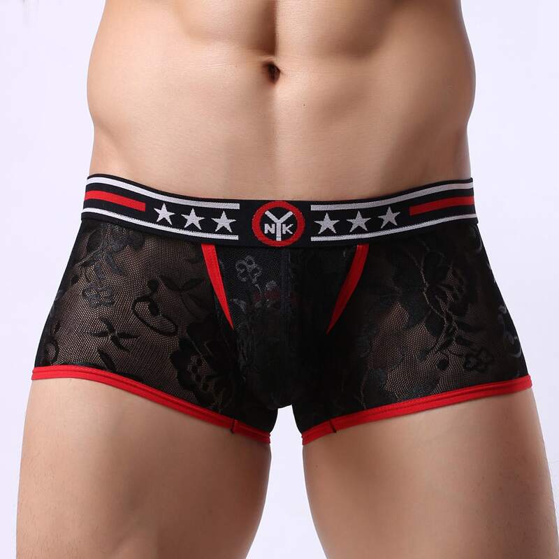 

Guys Striped Tap Waist Lace Boxer Brief, Black