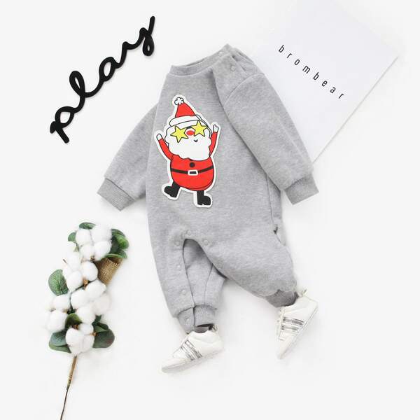 

Baby Boy Christmas Print Jumpsuit, Grey