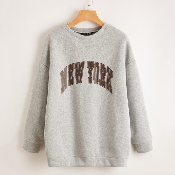 

Drop Shoulder Letter Graphic Sweatshirt, Light grey