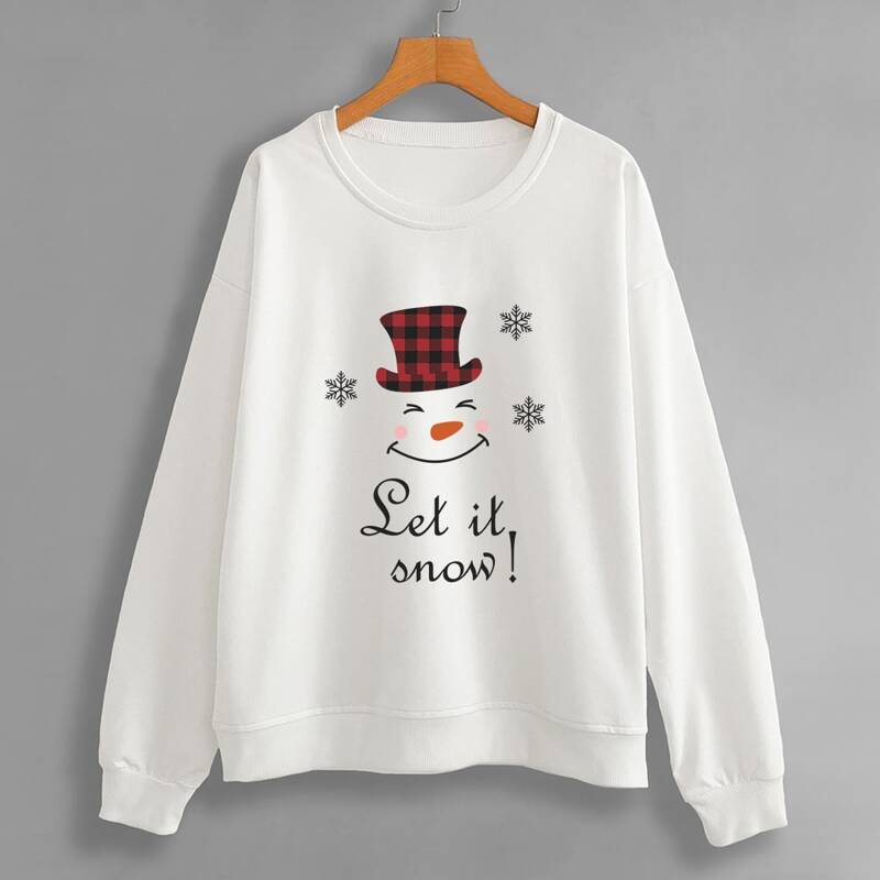 

Christmas Slogan Cartoon Graphic Sweatshirt, White