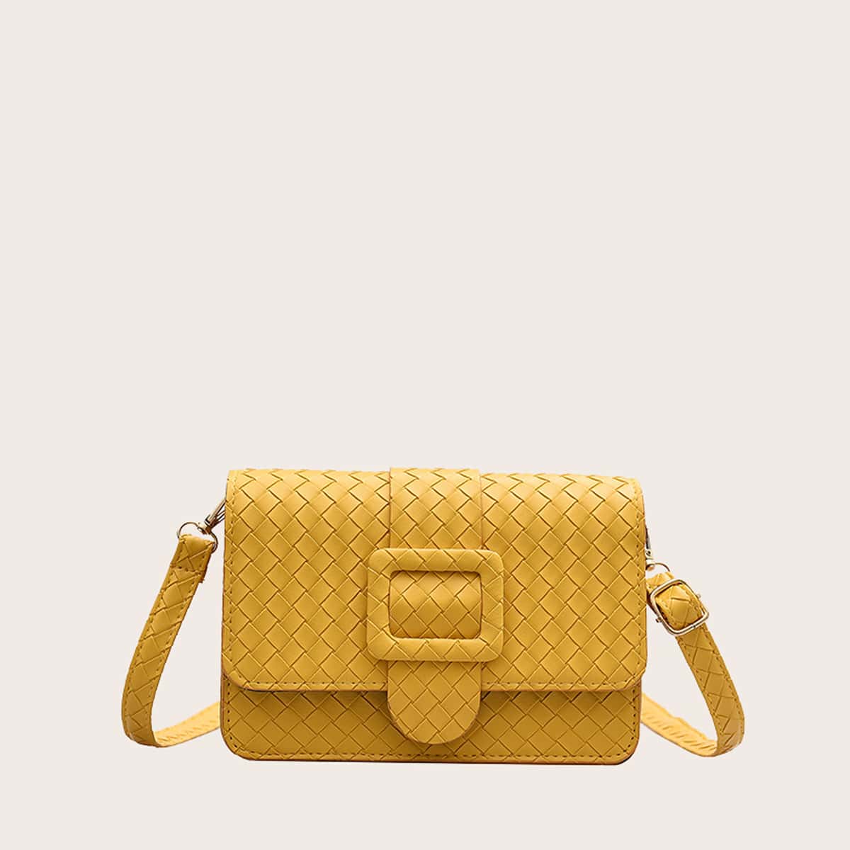 

Woven Buckle Crossbody Bag, Yellow