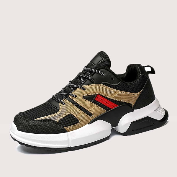 

Men Lace-up Front Colorblock Sneakers, Black