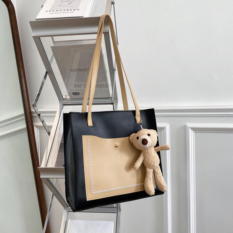 

Colorblock Tote Bag & Bear Bag Charm, Multicolor