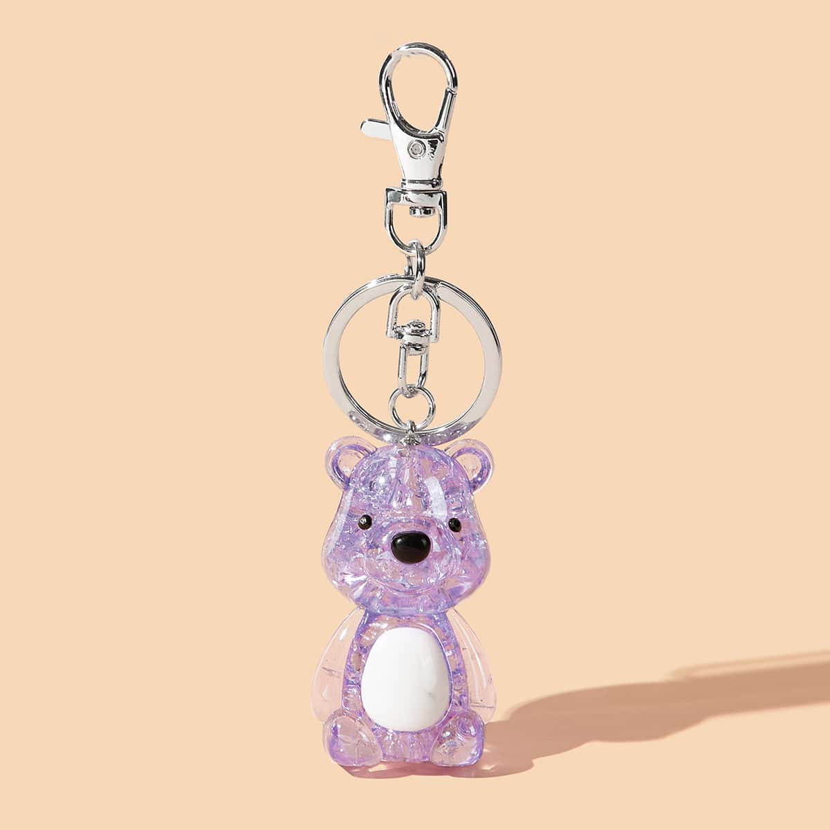 

Clear Bear Bag Charm, Lilac purple