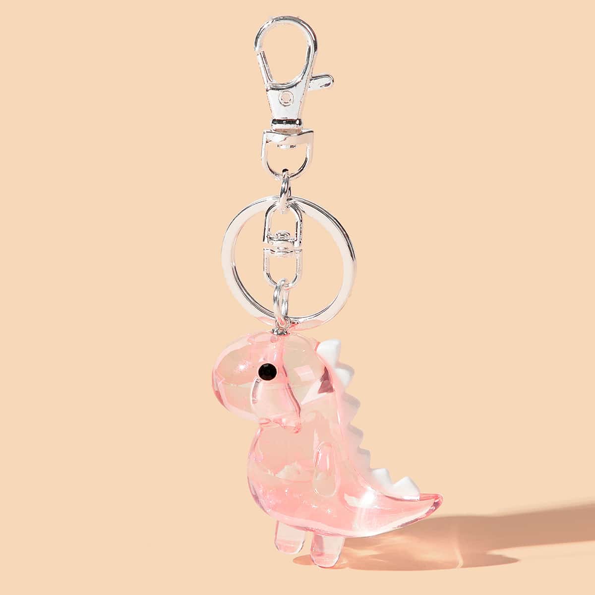 

Clear Dinosaur Bag Charm, Clear baby pink