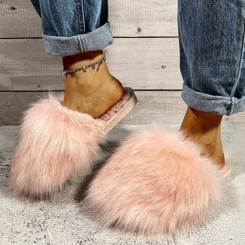 

Solid Fluffy Slippers, Coral pink