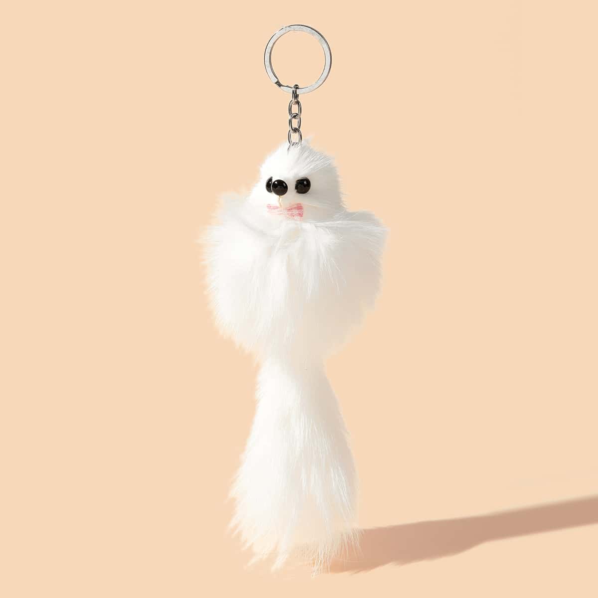 

Animal Fluffy Bag Charm, White