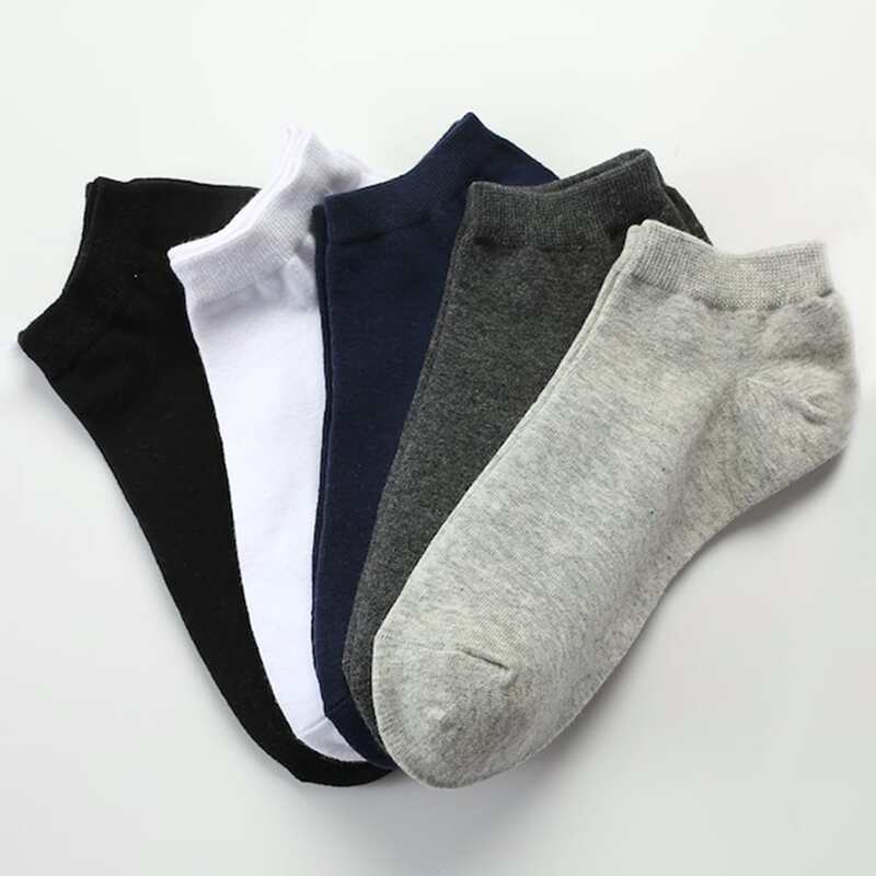 

5pairs Guys Plain Ankle Socks, Multicolor
