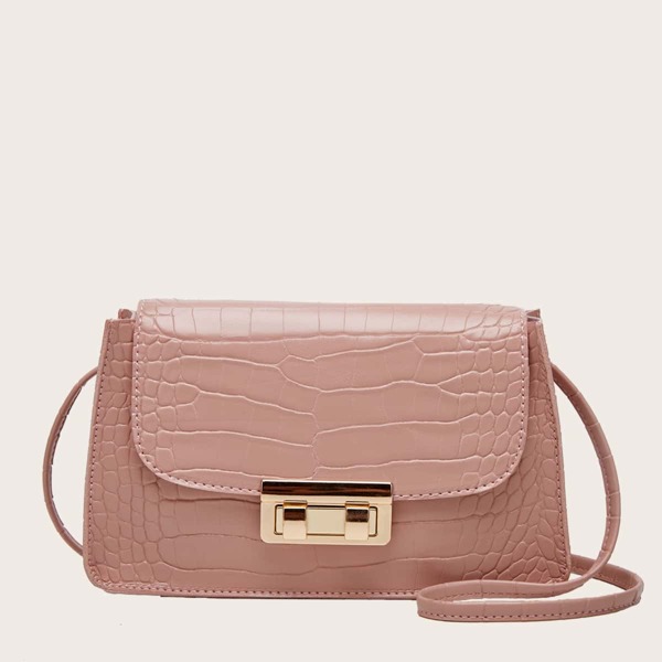 

Croc Embossed Crossbody Bag, Pink