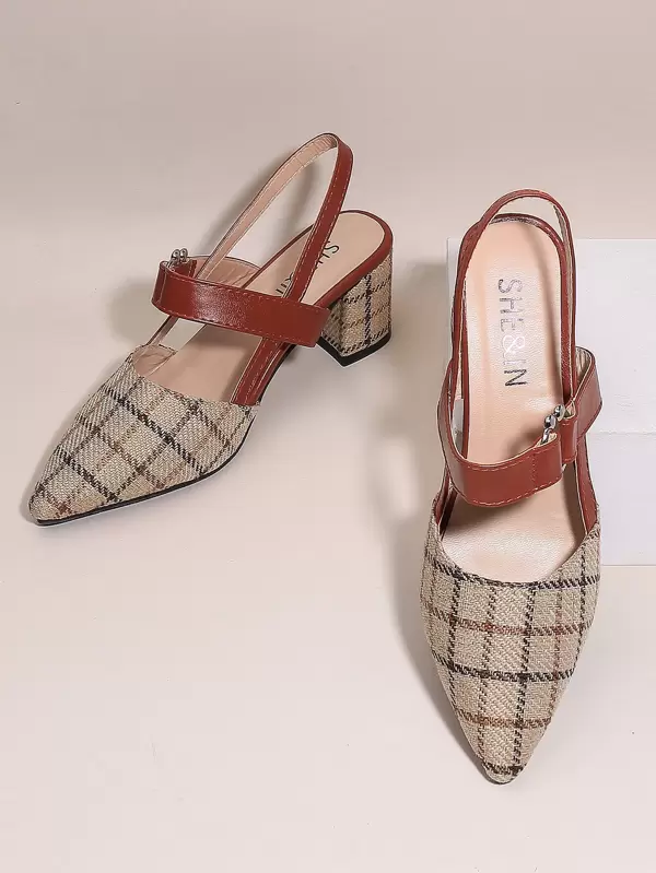 plaid slingback shoes