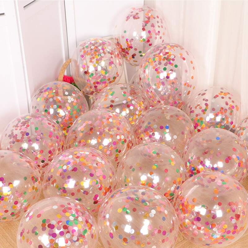 

10pcs Confetti Decorative Balloon Set, Clear