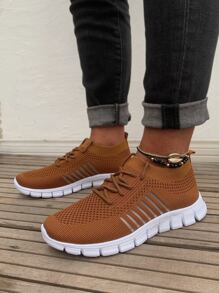 Zapatillas deportivas tejidas con cordón - Marrón - Ver 4