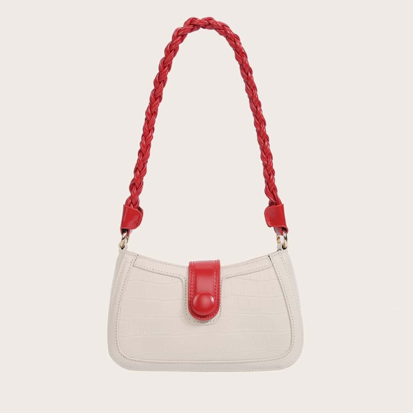 

Croc Embossed Shoulder Bag, Beige