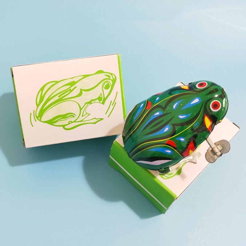 

1pc Iron Clockwork Jumping Frog, Multicolor