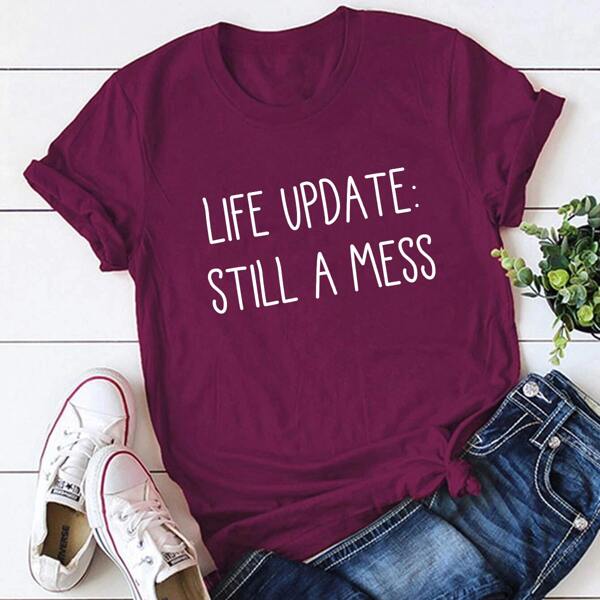 

Plus Slogan Graphic Tee, Purple