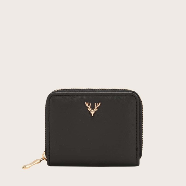 

Metal Deer Decor Short Purse, Black