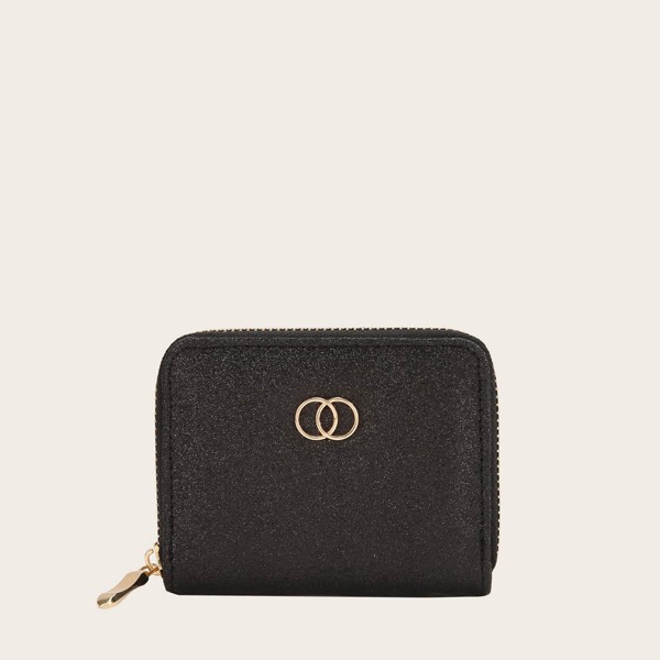 

Metal Decor Glitter Detail Purse, Black