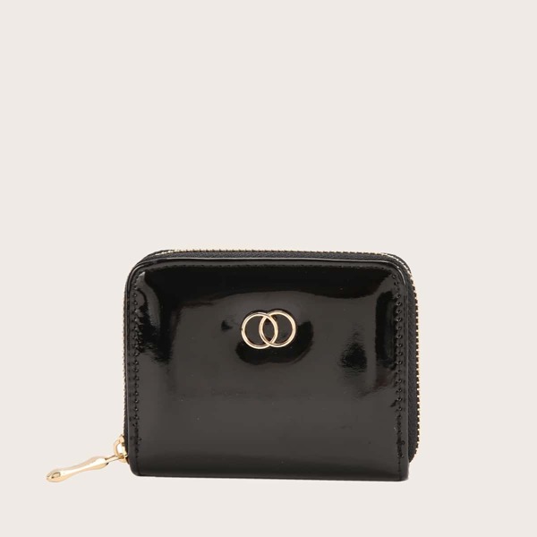 

Metal Decor Minimalist Short Purse, Black
