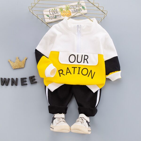 

Toddler Boys Half Zip Letter Graphic Sweatshirt & Sweatpants, Multicolor