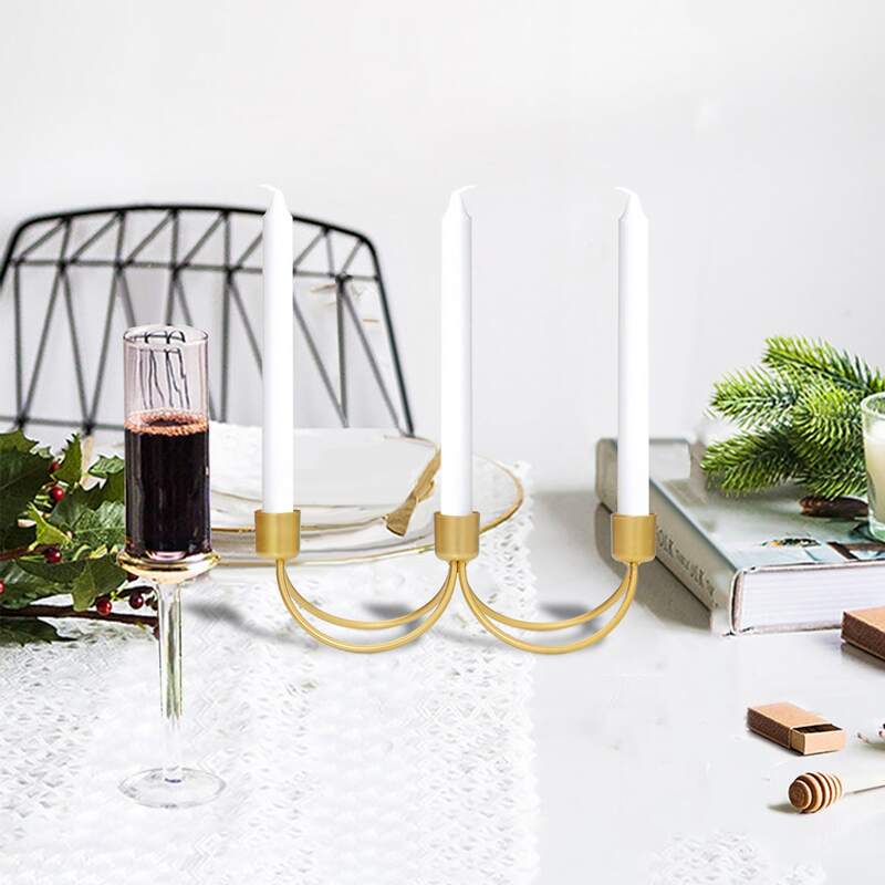 

Metal Three Heads Candlestick, Gold