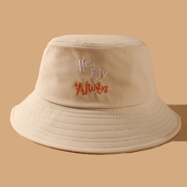 

Letter Embroidery Bucket Hat, Apricot