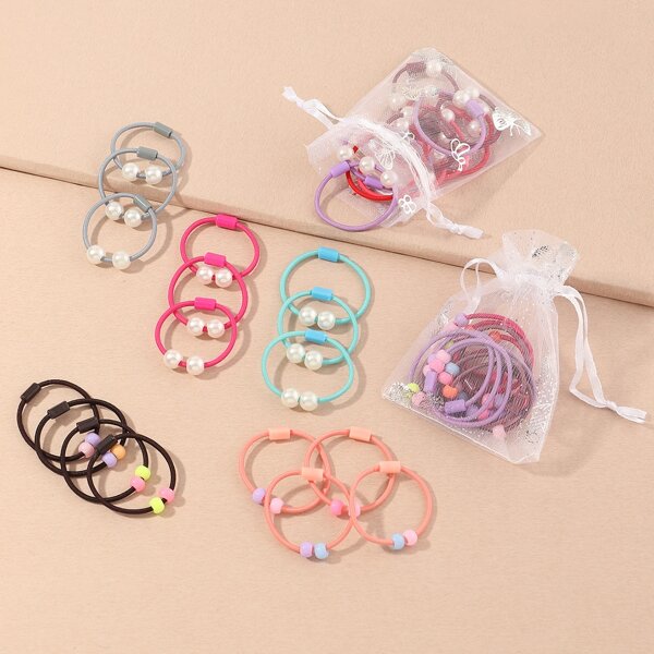 

40pcs Toddler Girls Faux Pearl Hair Tie, Multicolor