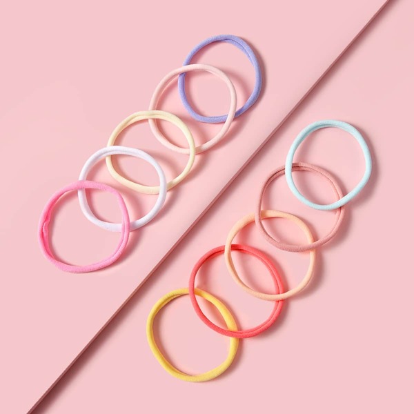 

10pcs Baby Plain Hair Tie, Multicolor