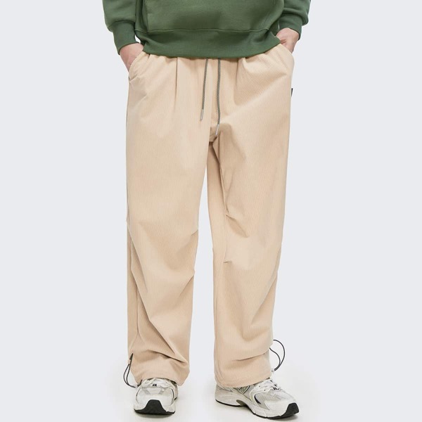 

Men Drawstring Waist Cord Pants, Apricot