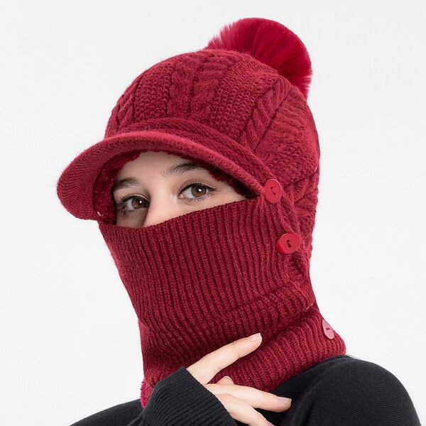 

Pom Pom Warm Hat, Burgundy