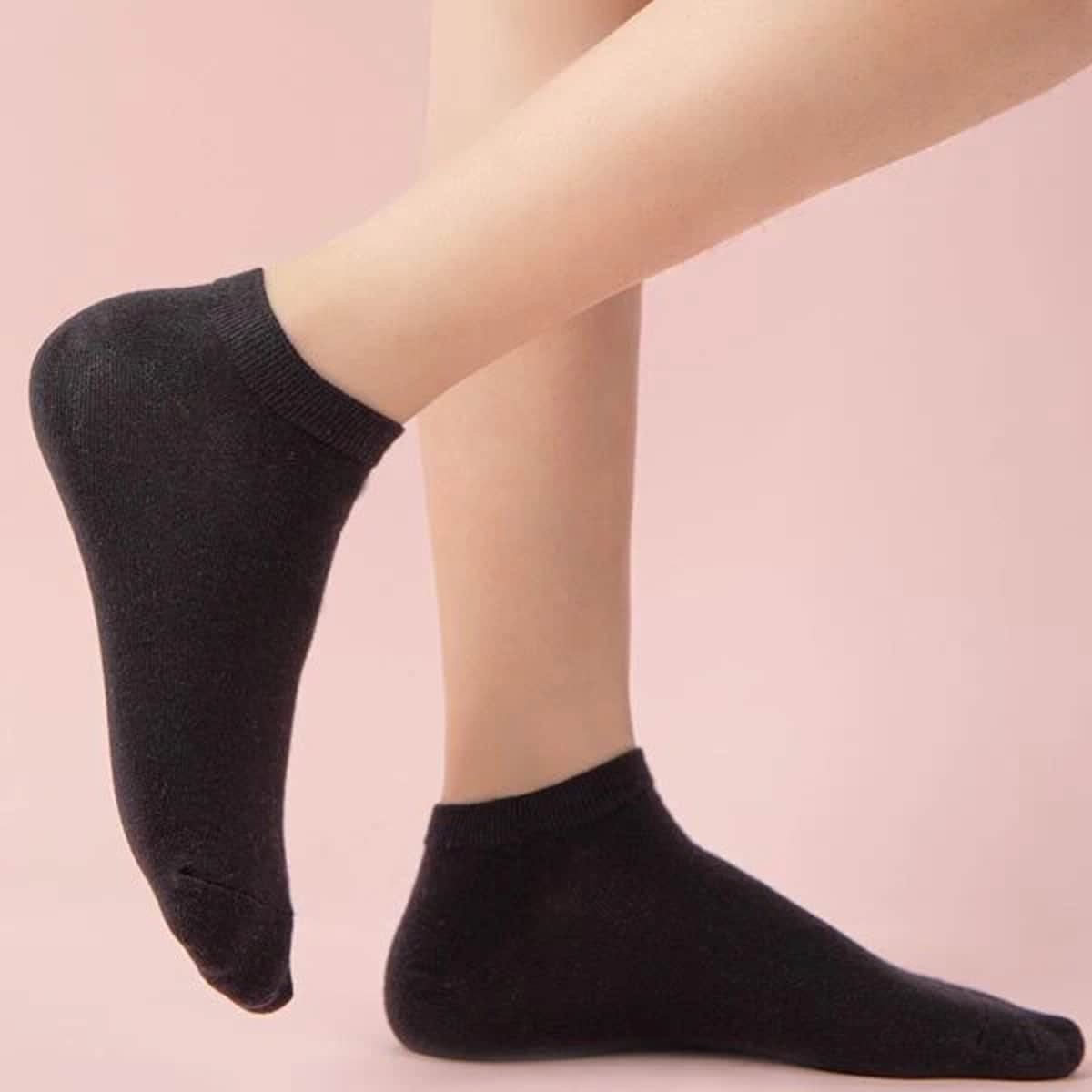 

5pairs Plain Ankle Socks, Black