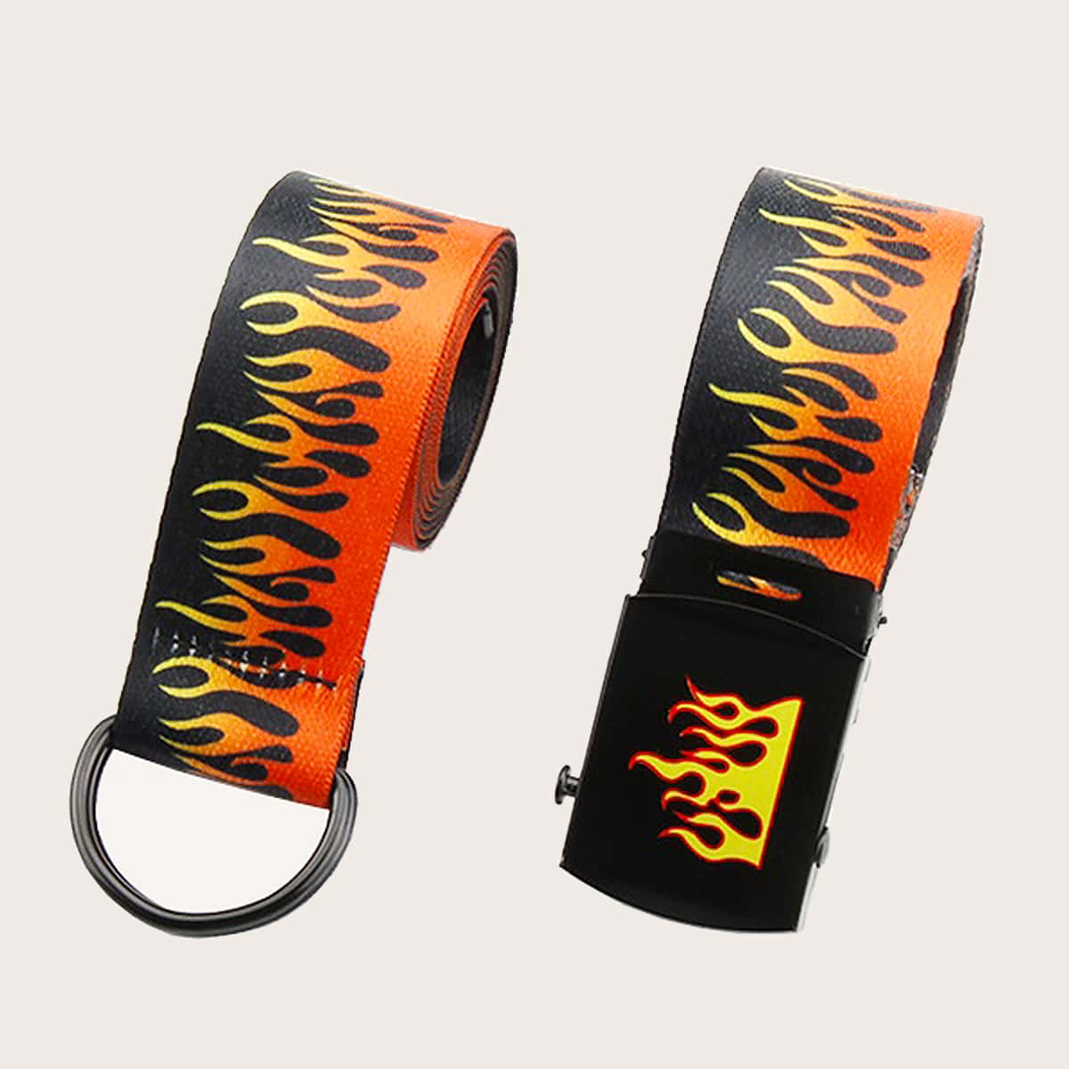 

2pcs Flame Pattern Tape Belt, Multicolor