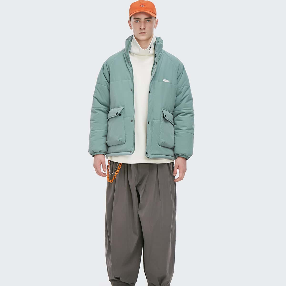 

Guys Letter Graphic Puffer Jacket, Mint green