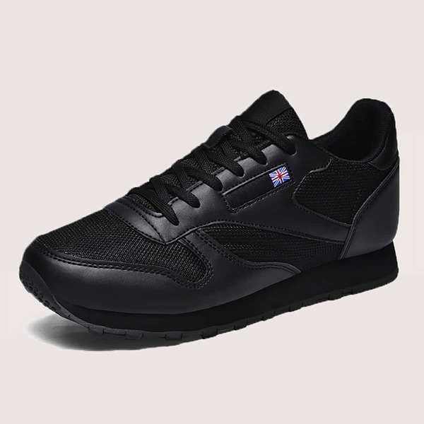 

Men Lace-up Front Mesh Panel Sneakers, Black