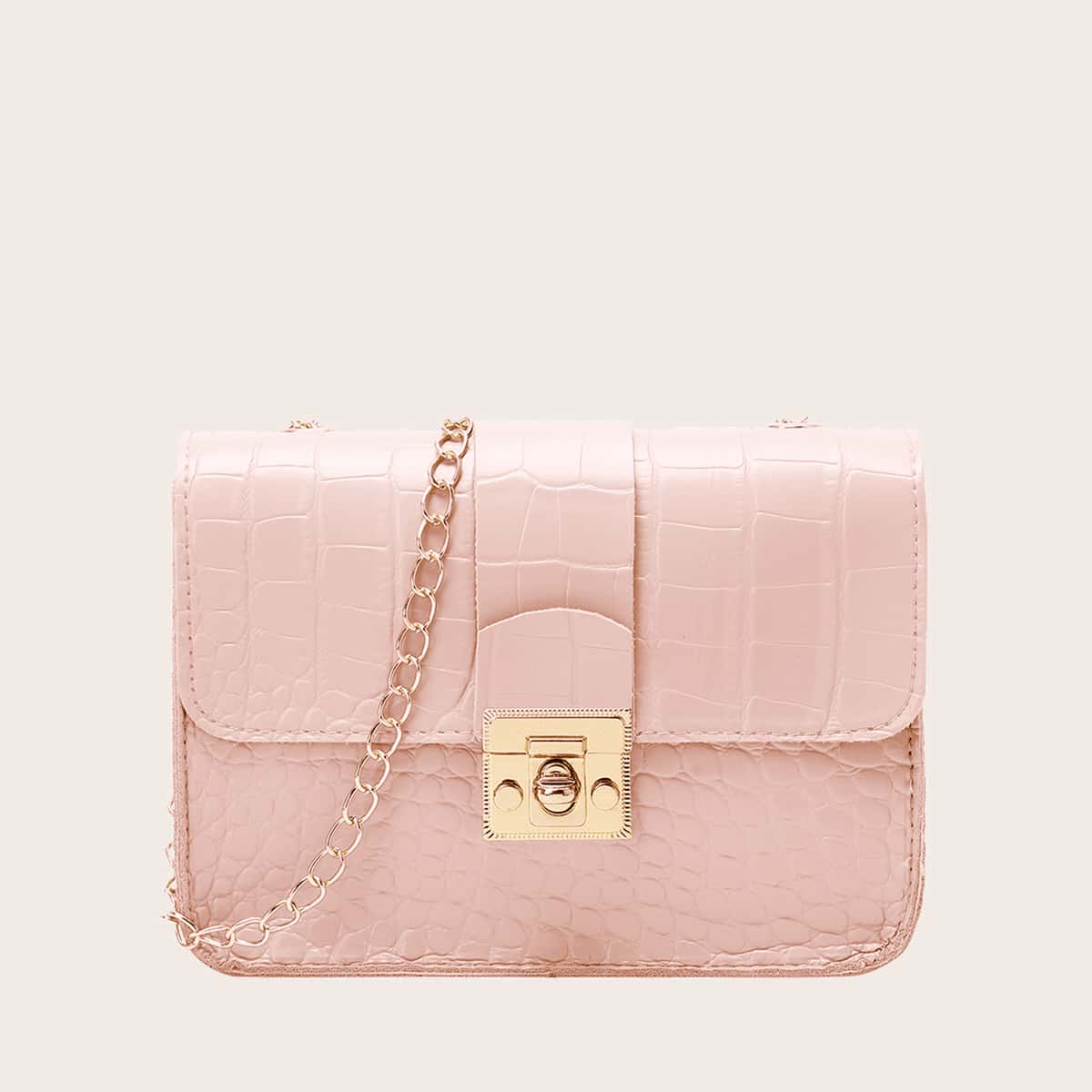 

Croc Embossed Flap Crossbody bag, Pink
