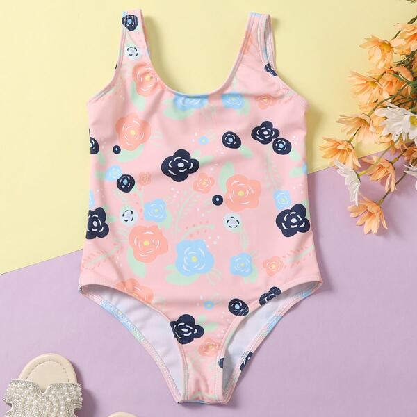 

Toddler Girls Floral One Piece Swimsuit, Pink