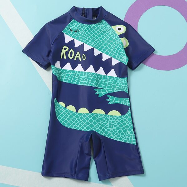 

Toddler Boys Cartoon Graphic One Piece Swimsuit, Multicolor