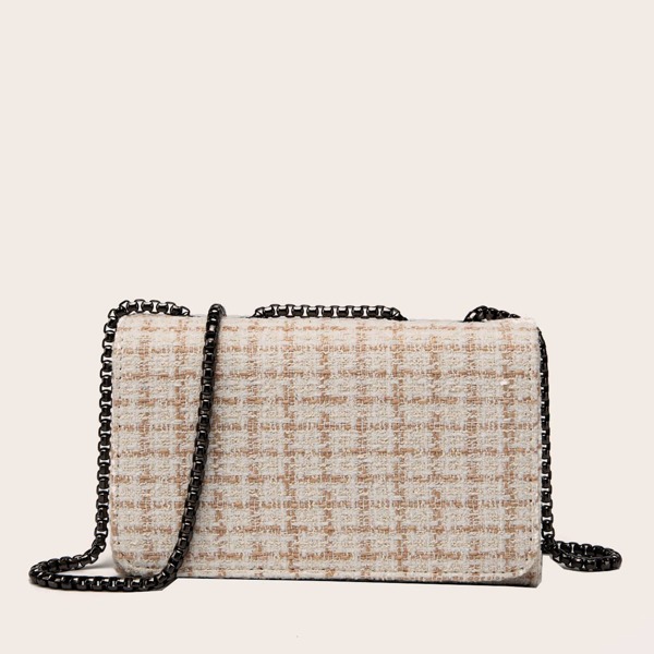 

Tweed Flap Shoulder Bag, Multicolor