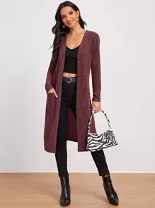 SHEIN LUNE Abrigo con bolsillo delantero - Granate - Ver 1