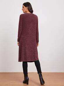 SHEIN LUNE Abrigo con bolsillo delantero - Granate - Ver 2