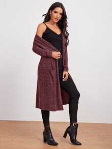 SHEIN LUNE Abrigo con bolsillo delantero - Granate - Ver 3