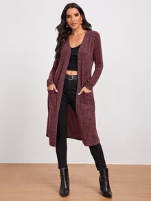 SHEIN LUNE Abrigo con bolsillo delantero - Granate - Ver 5