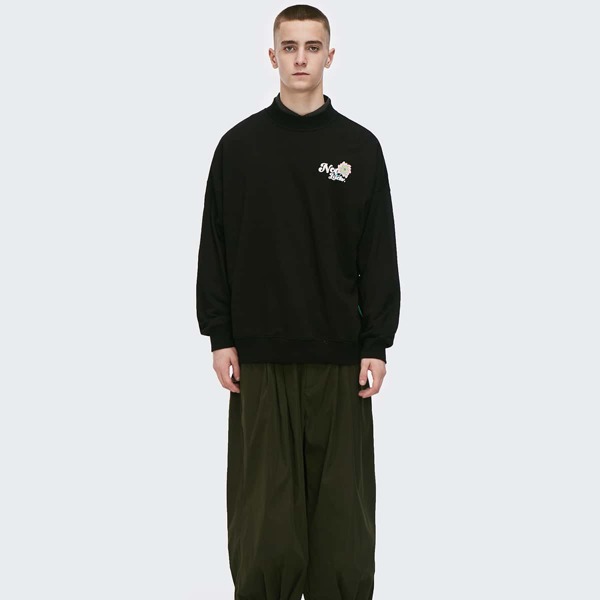 

Men Slogan & Cartoon Graphic Pullover, Black