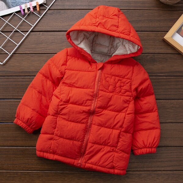 

Toddler Girls Solid Hooded Padded Jacket, Red