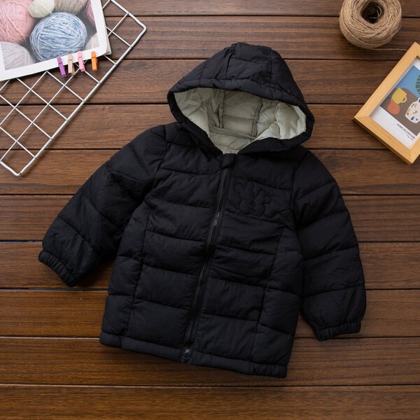 

Toddler Girls Solid Hooded Padded Jacket, Black