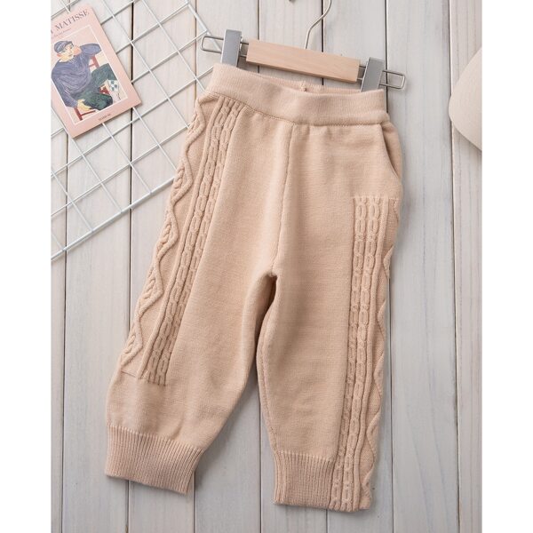 

Toddler Girls Cable Knit Tapered Pants, Apricot