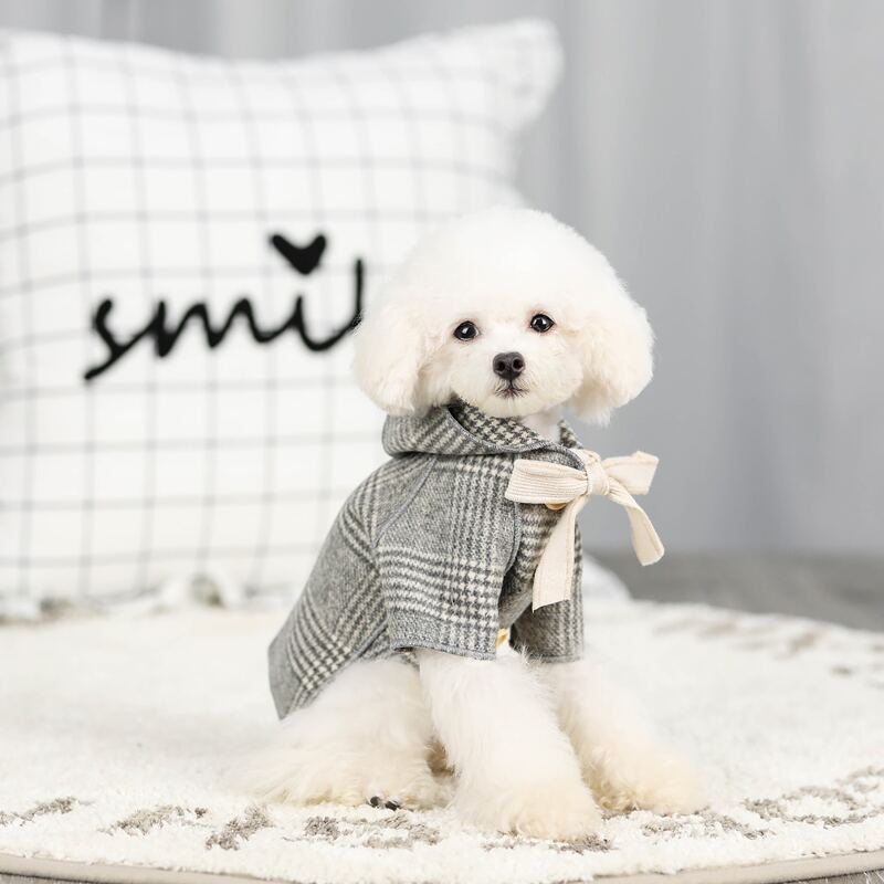 

Plaid Hooded Dog Coat, Grey