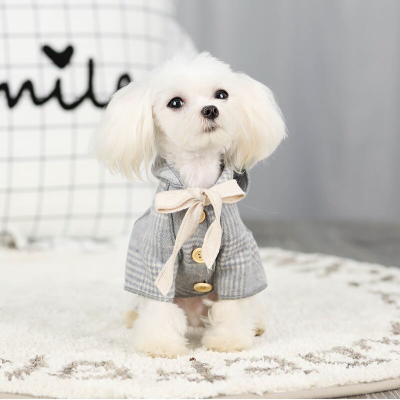 

Plaid Hooded Dog Coat, Grey