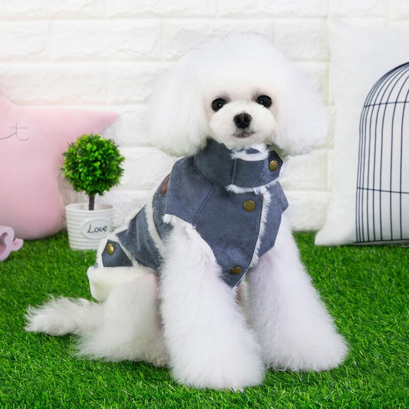 

Contrast Faux Fur Dog Coat, Grey