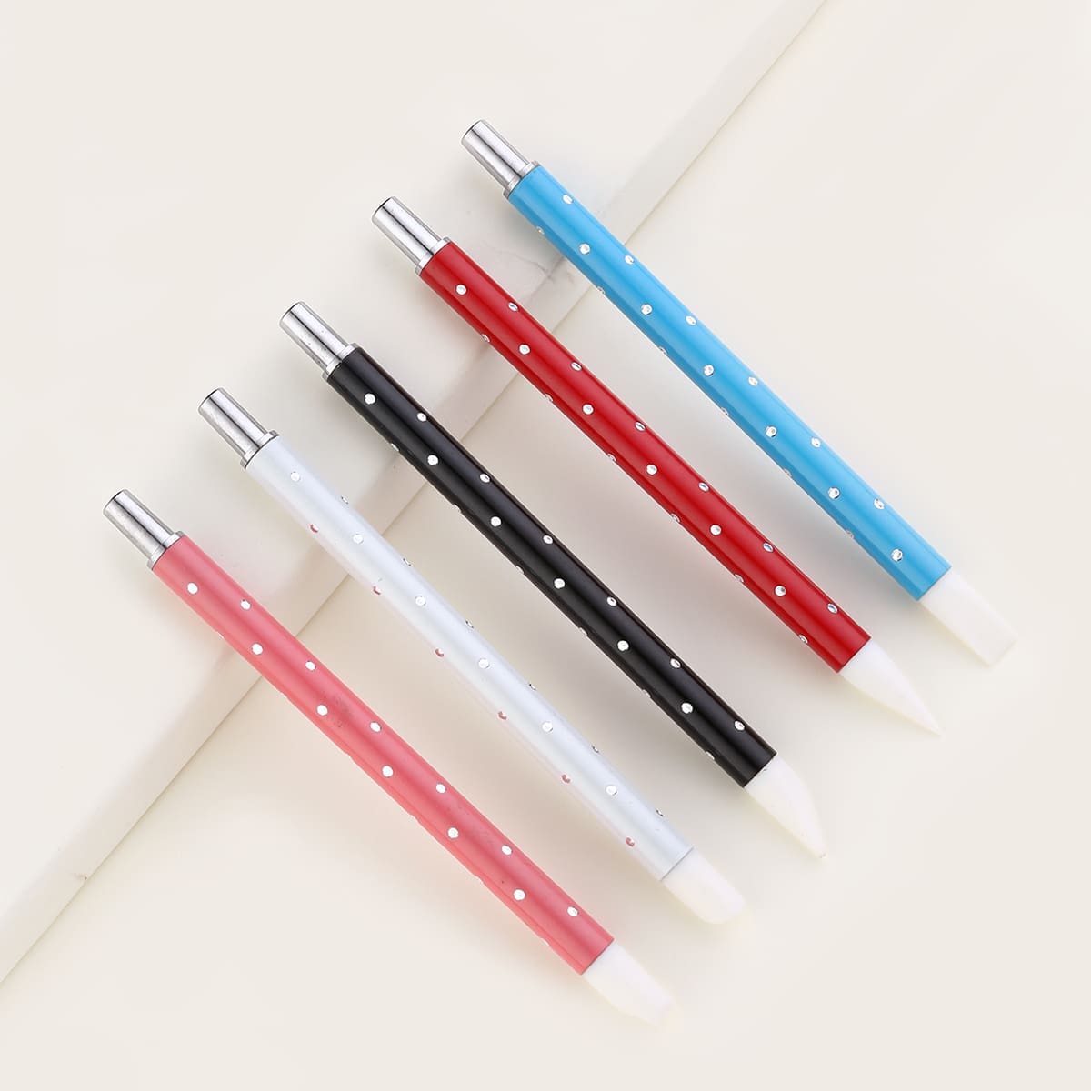 

5pcs Rhinestone Decor Handle Nair Art Silicone Pen, Multicolor